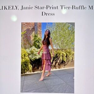 LIKELY Janie Star-Print Tier-Ruffle Midi Dress - Pink